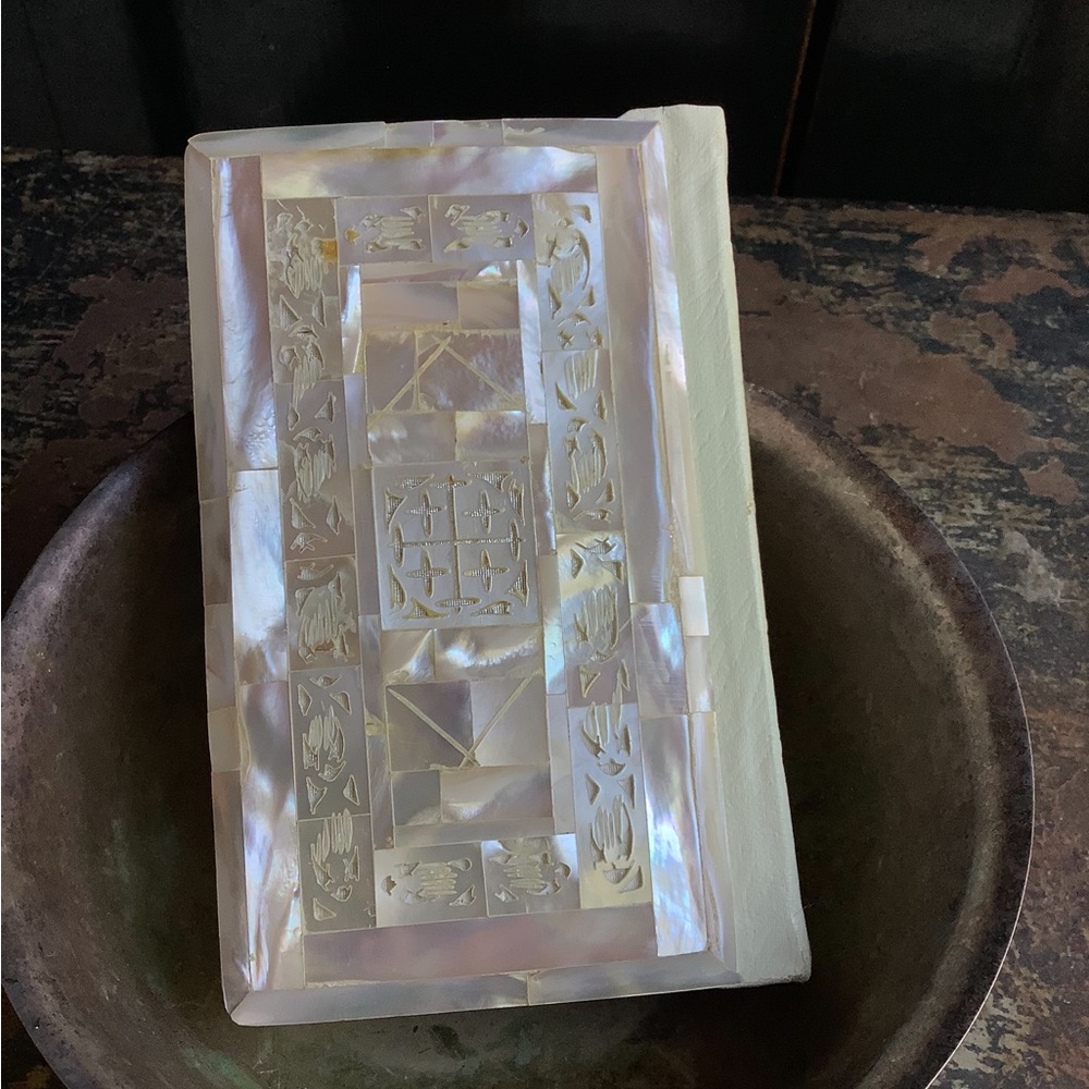 VTG Carved Mother of Pearl Covered Bible - Picture 2 of 5